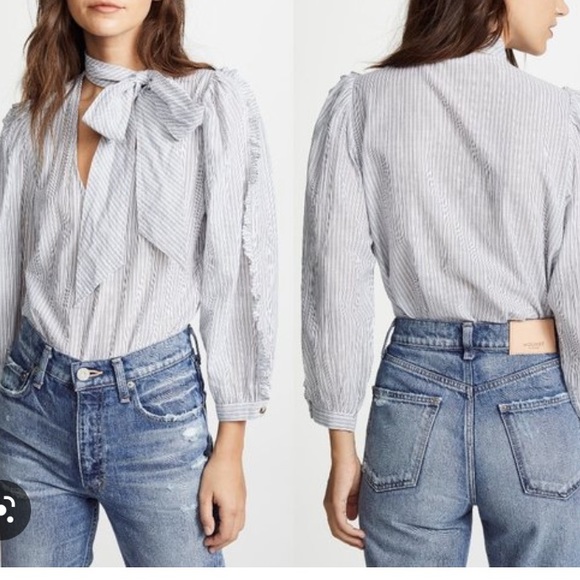 Ulla Johnson Tops - ULLA JOHNSON Julie Striped Bow Tie-Neck Blouse Size 2 $255 MSRP